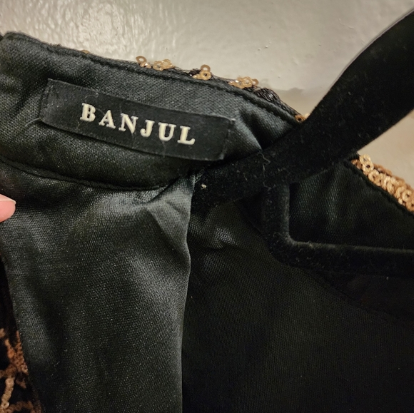 Banjul Black & Gold Mini Squence Dress Sz M - Picture 6 of 12